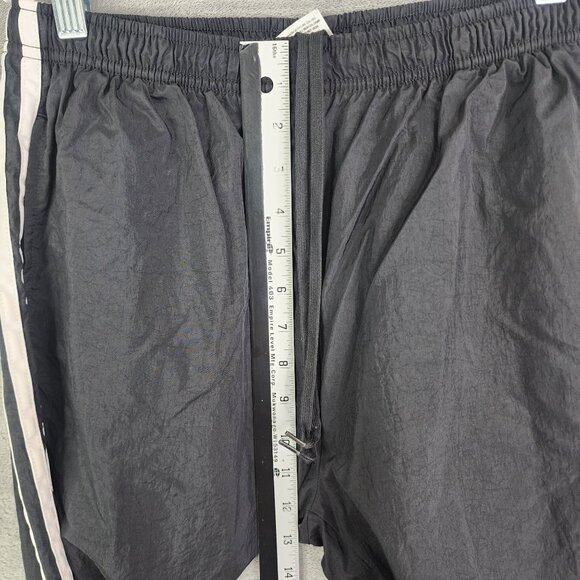 Mens Vintage Adidas Black Nylon Track Pants Drawstring Windbreaker Size M - Picture 7 of 11